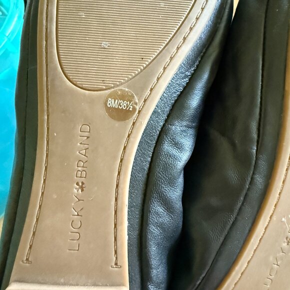 Lucky Brand Comfiest Black Leather Ballet Flats 8 - Picture 5 of 5